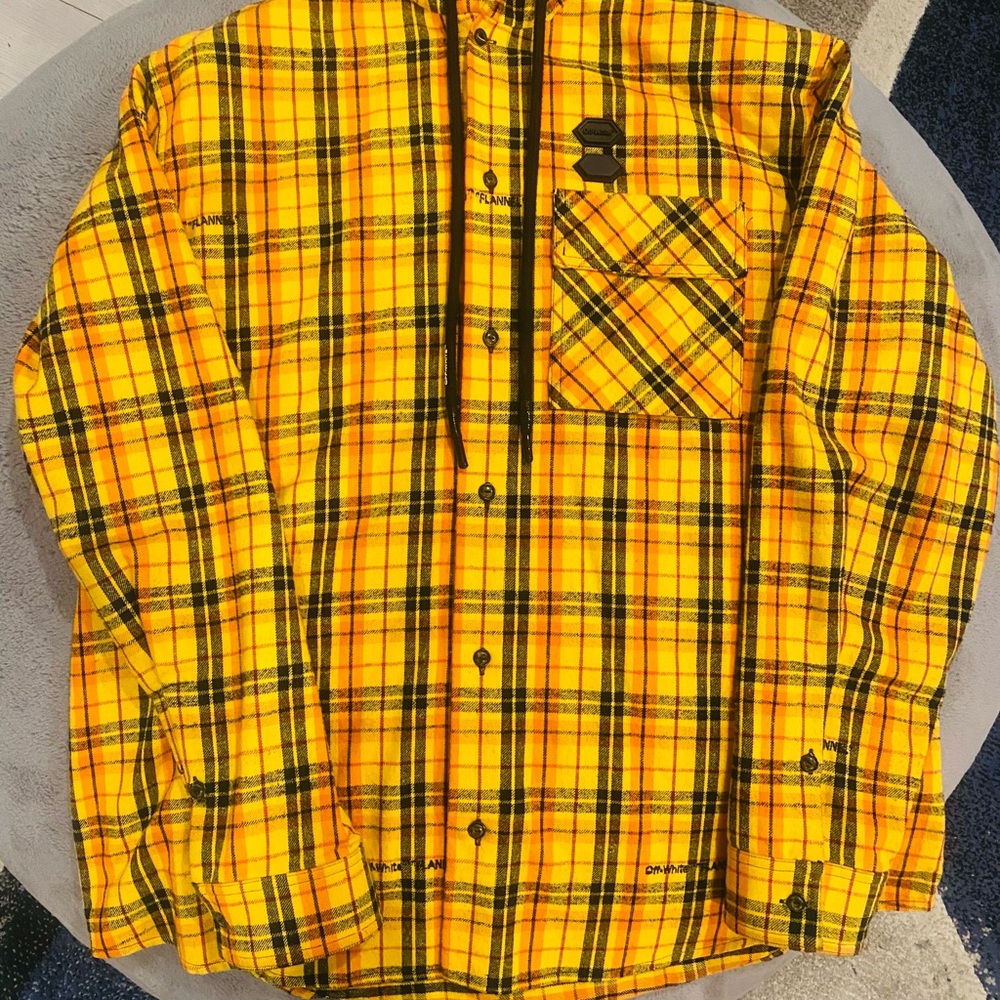 Virgil Abloh Off-White Yellow and Black Quilted Jacket/Hoodie/Shirt!!